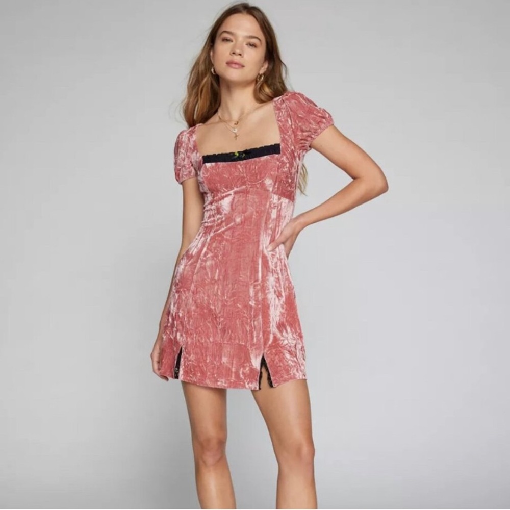 Kimchi Blue Urban Outfitters Pink Velvet Mini Dress